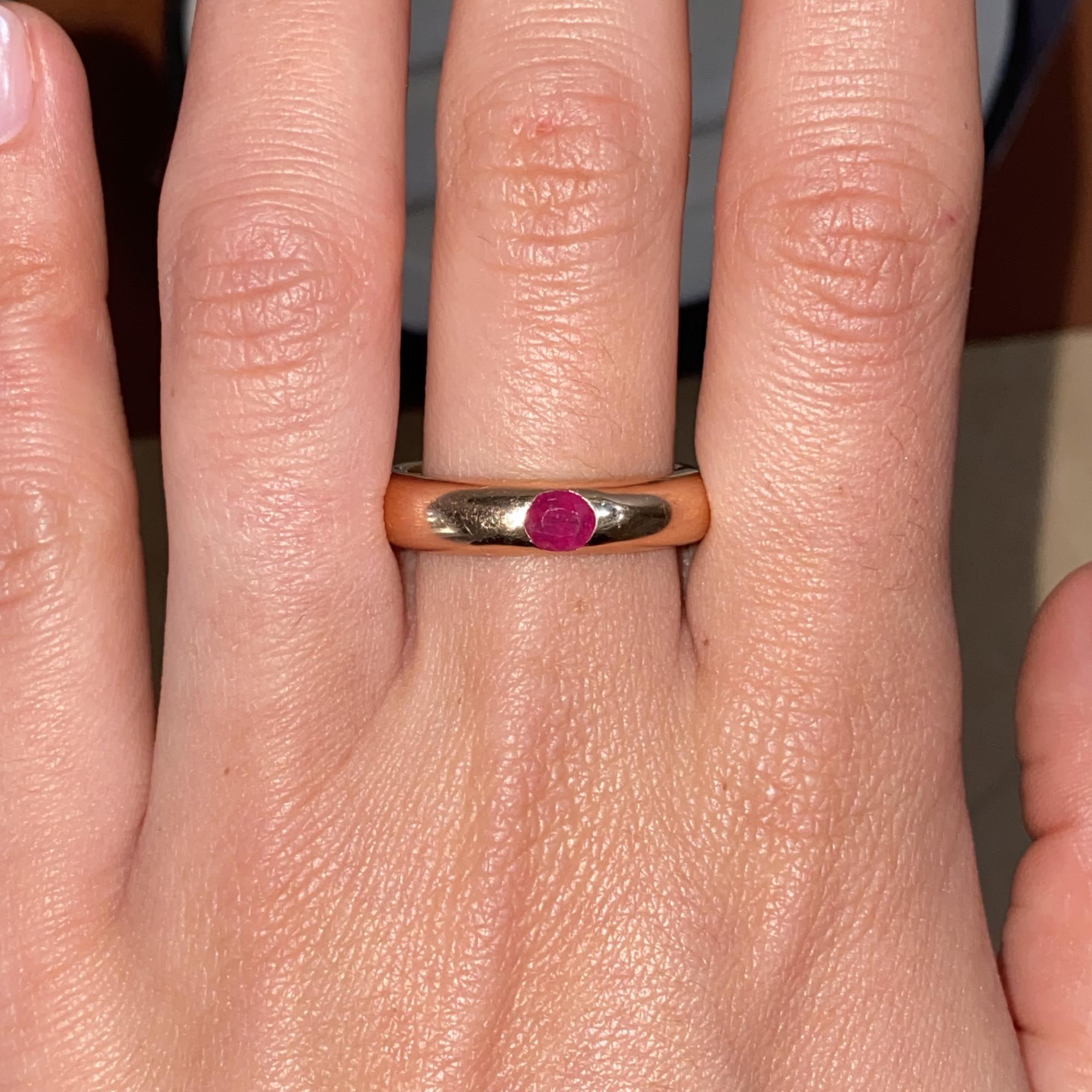 Anello gypsy vintage in oro rosa 18kt con rubino ct 0,60 ca.