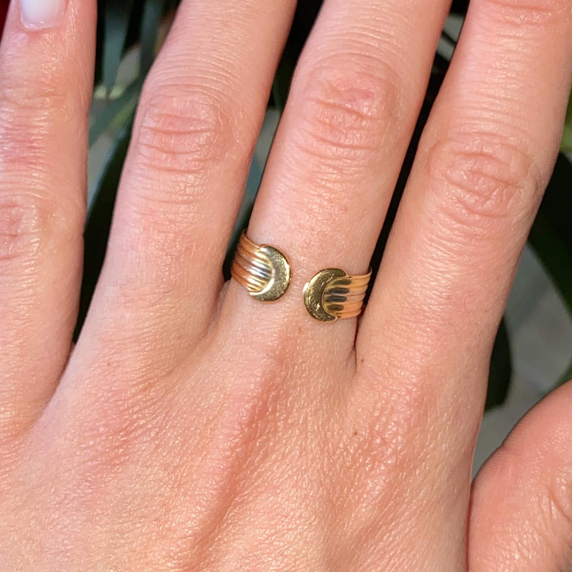 Anello vintage fascia regolabile in oro bianco, giallo e rosa 18kt