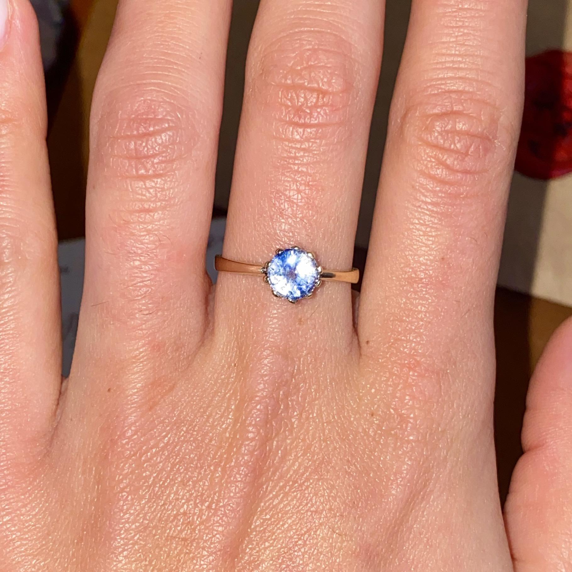 Anello vintage in oro 14kt con zaffiro naturale ct 0,85 ca.