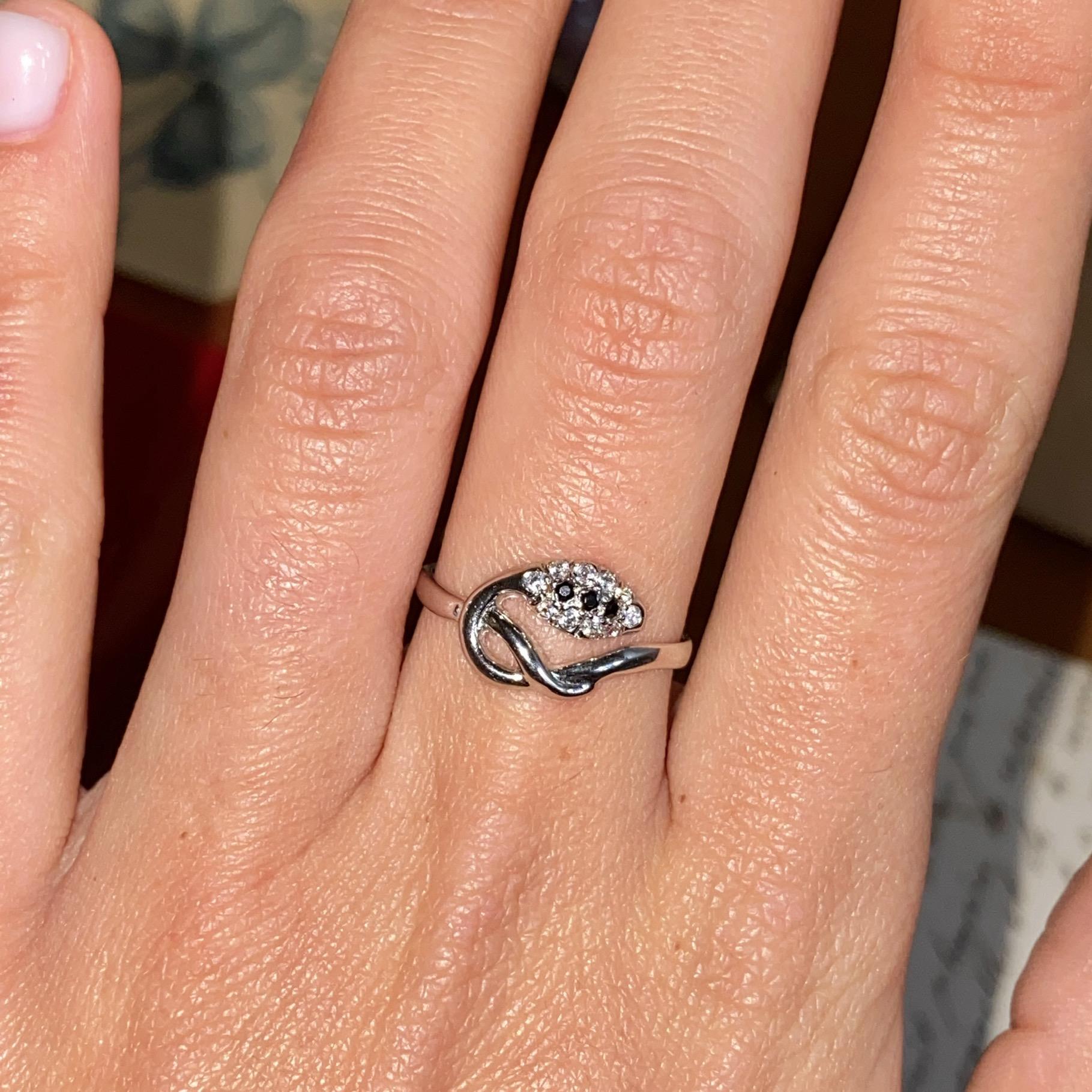 Anello vintage in oro 18kt serpente intrecciato con zirconi