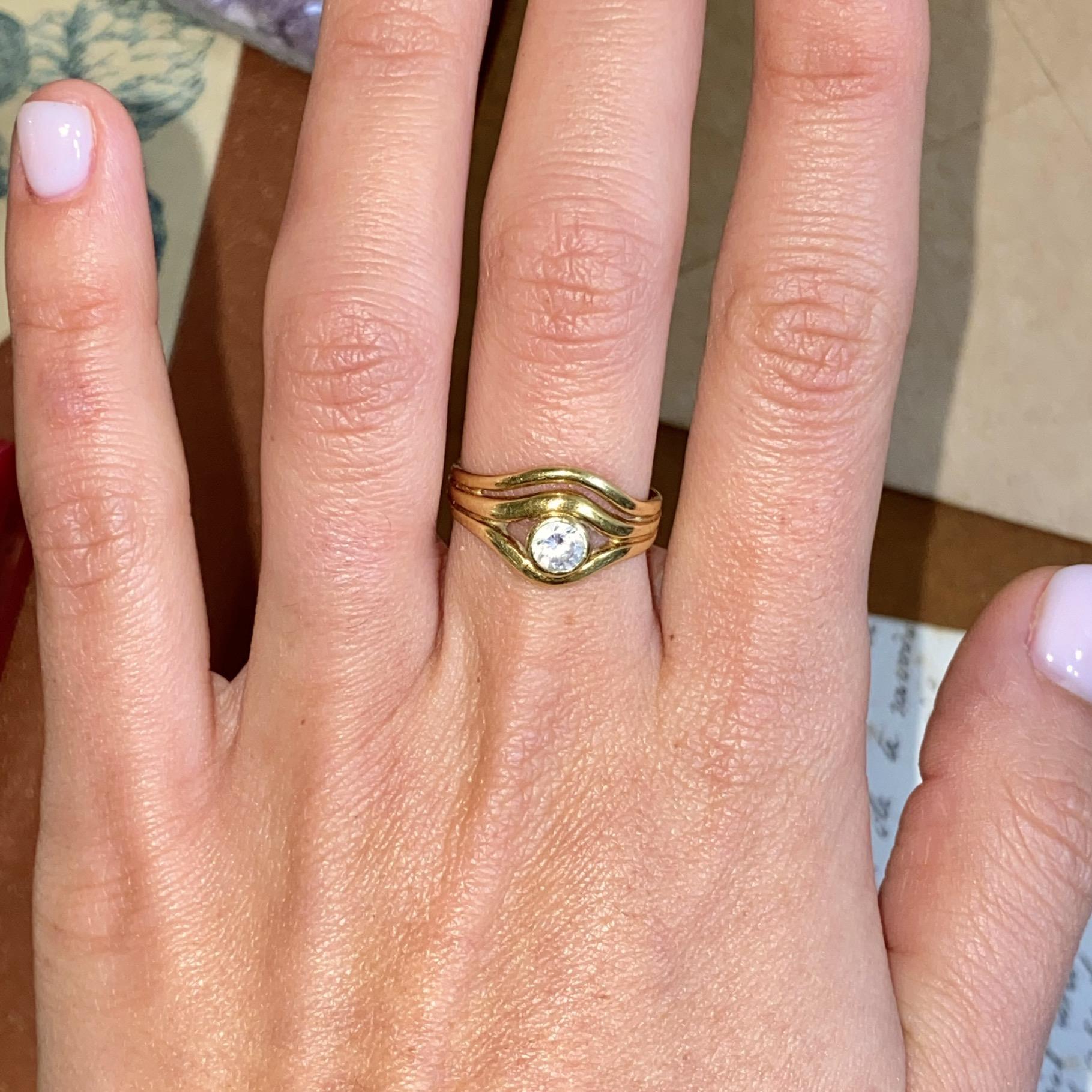 Anello vintage in oro 18kt zircone solitario