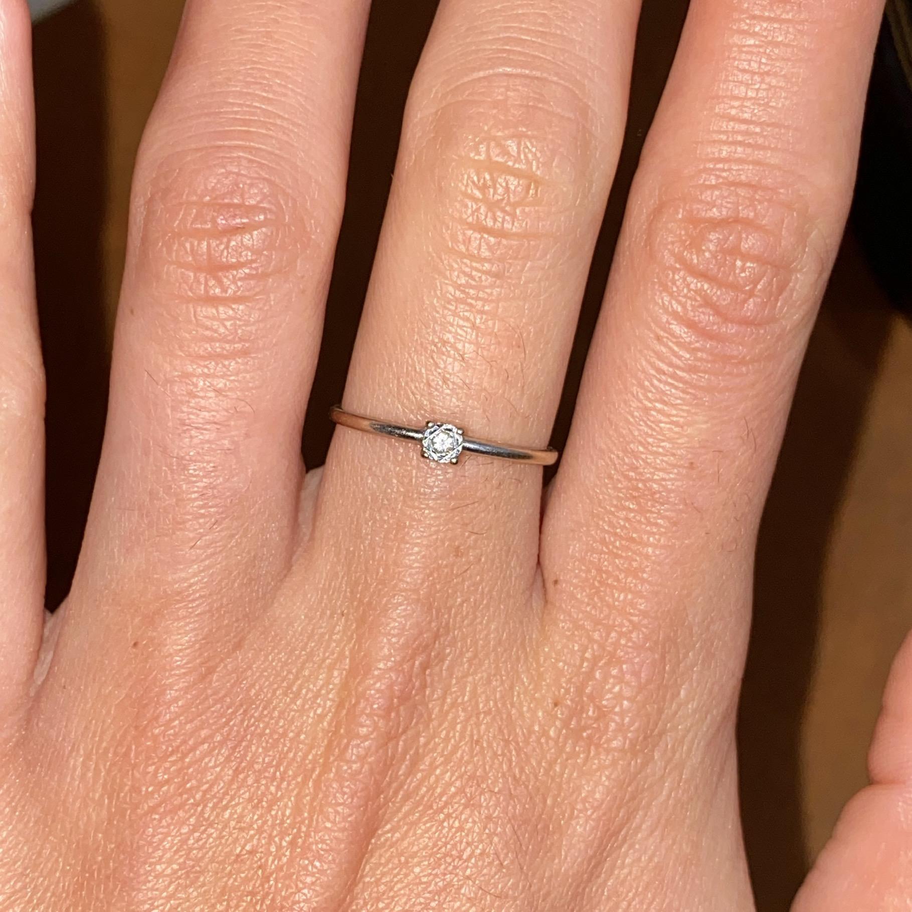 Anello vintage solitario in oro 18kt diamante ct 0,02 ca.