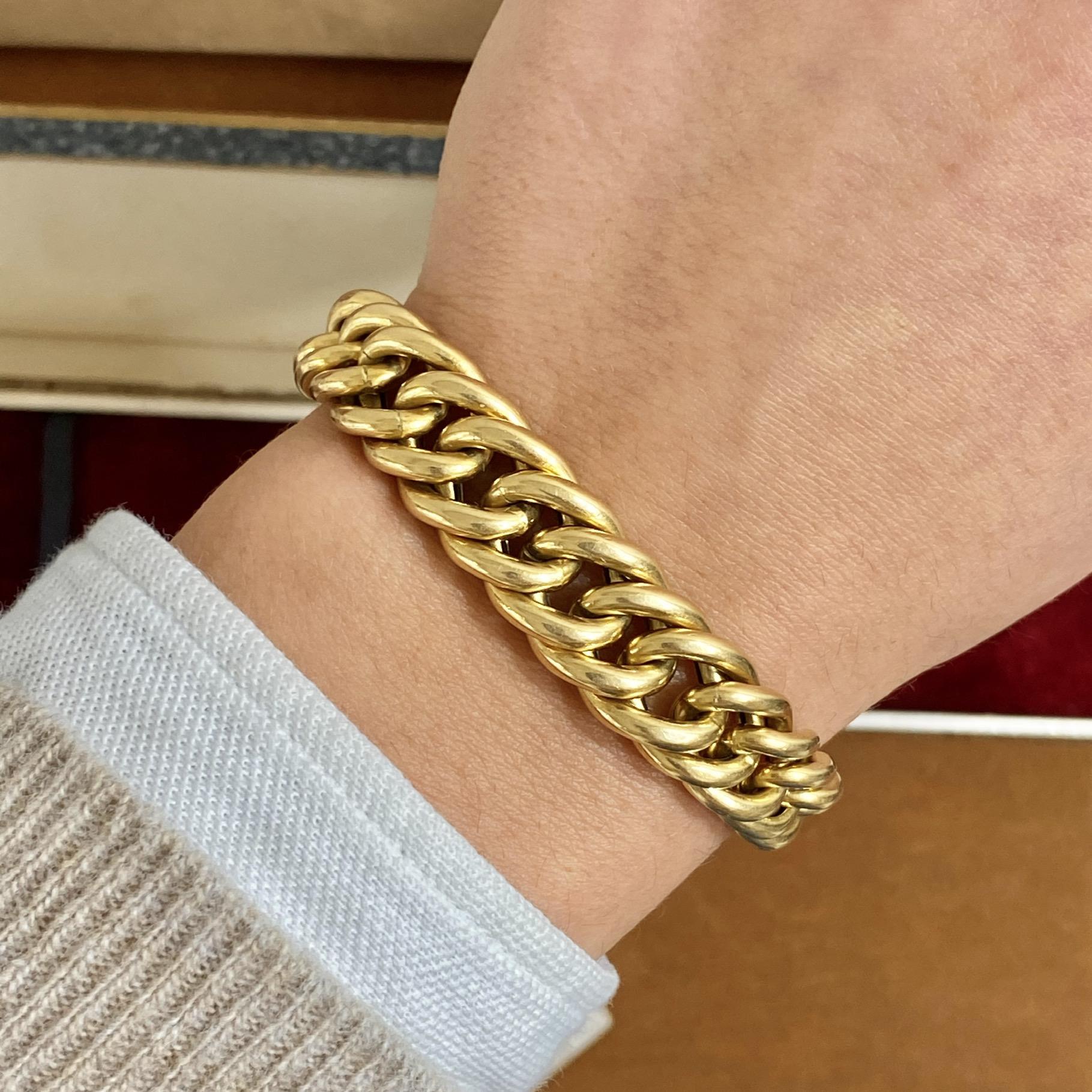 Bracciale vintage in oro 18kt iconica maglia groumette montata a scalare