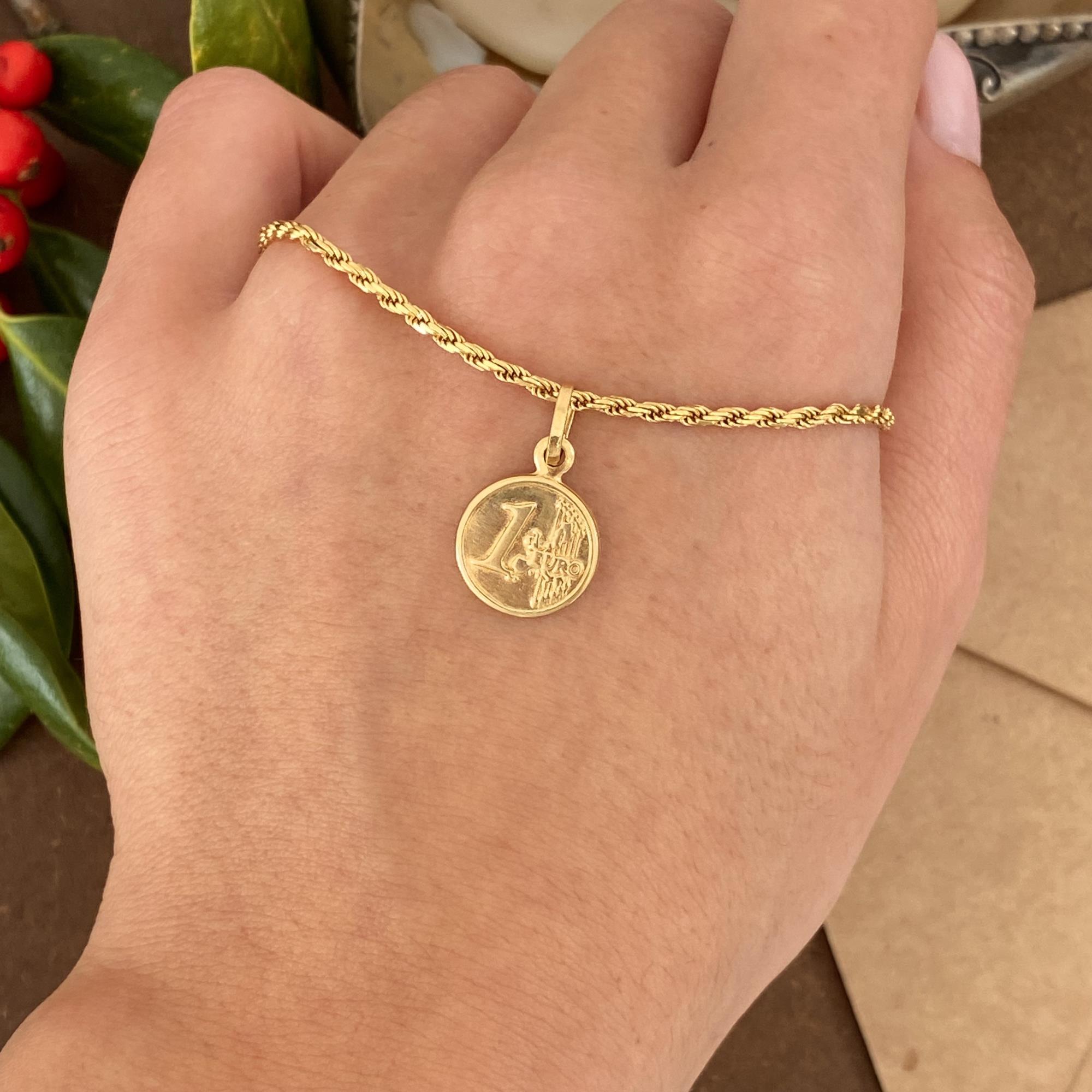 Ciondolo vintage 1 euro in oro 18kt