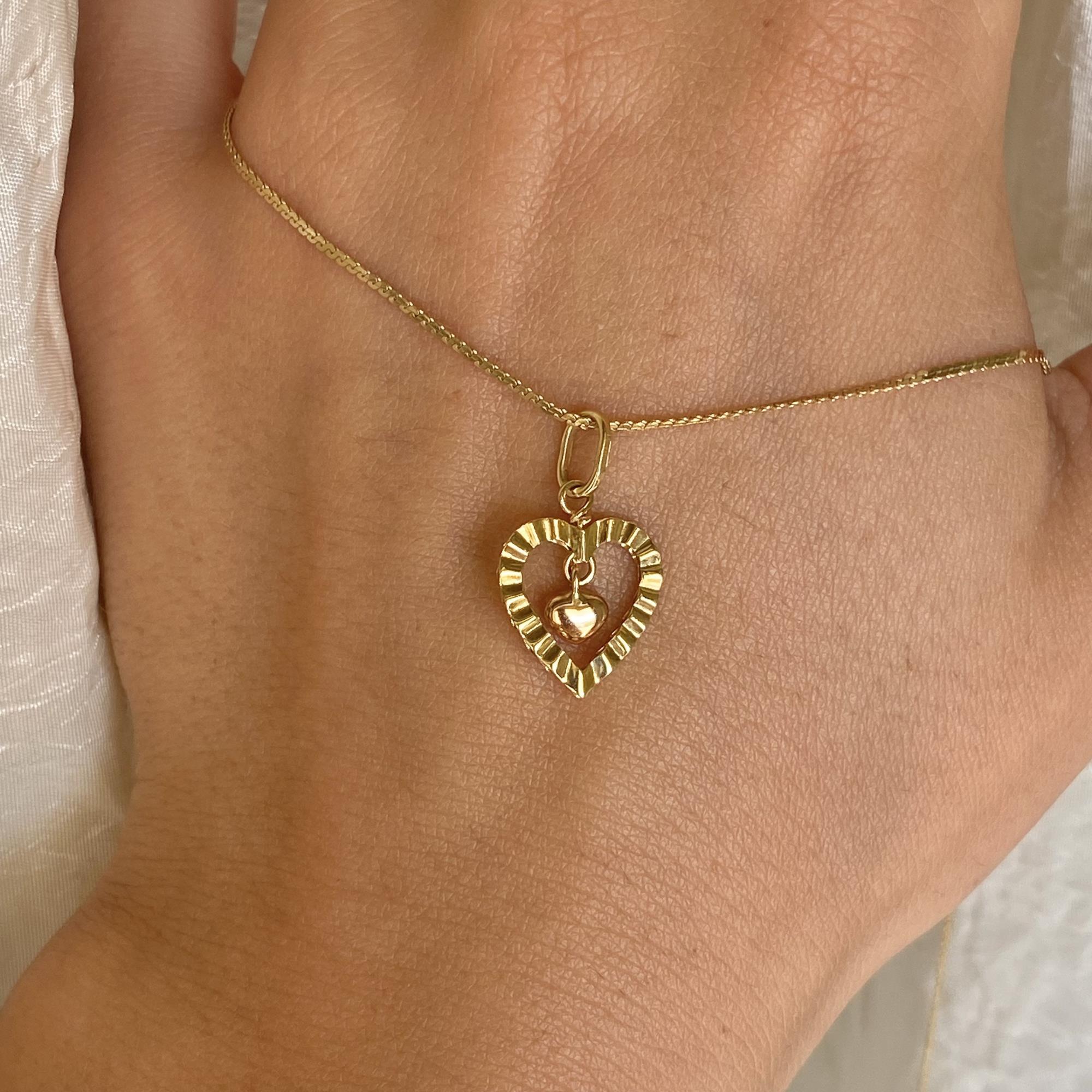 Ciondolo vintage cuore in oro 18kt