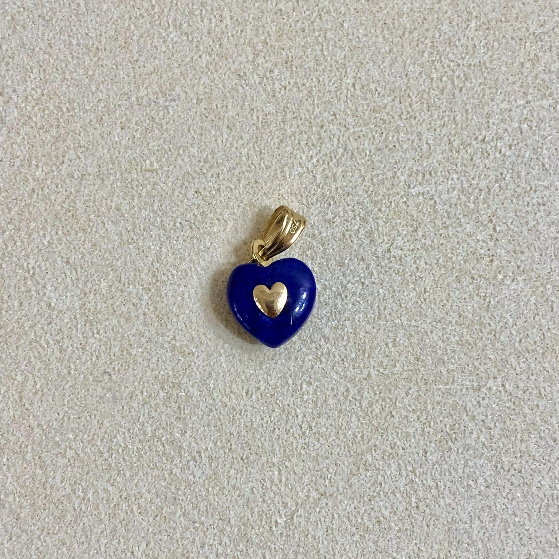 Ciondolo vintage cuore lapislazzuli e oro 18kt