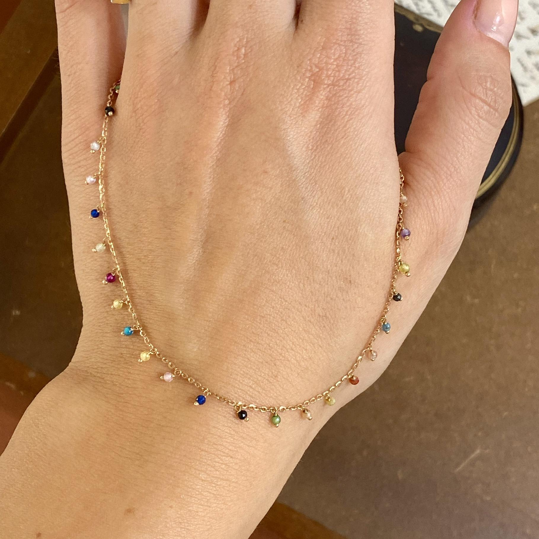Collana vintage in oro rosa 18kt con pietre colorate sfaccettate