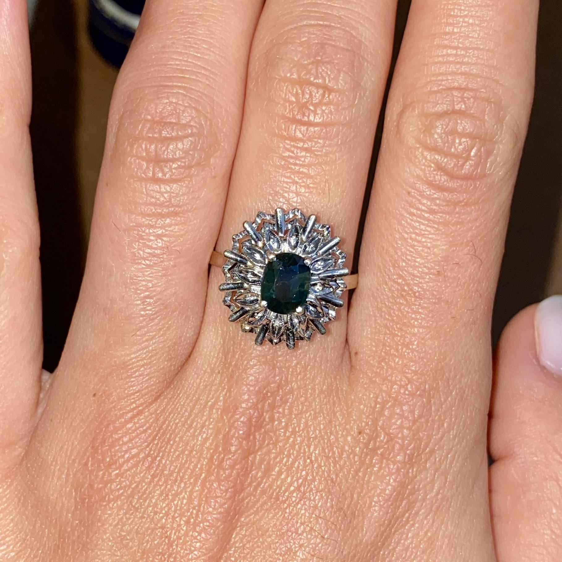 Margherita vintage in oro 18kt con zaffiro ct 0,90 ca.