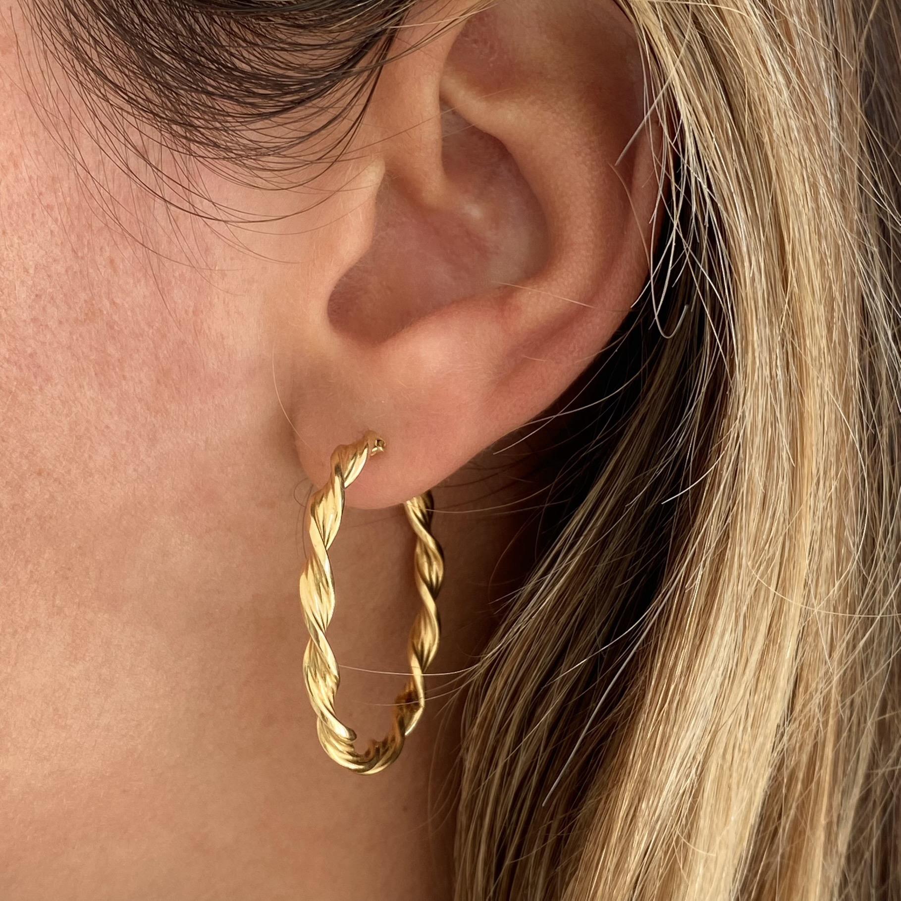 Orecchini vintage cerchi torchon in oro 18kt