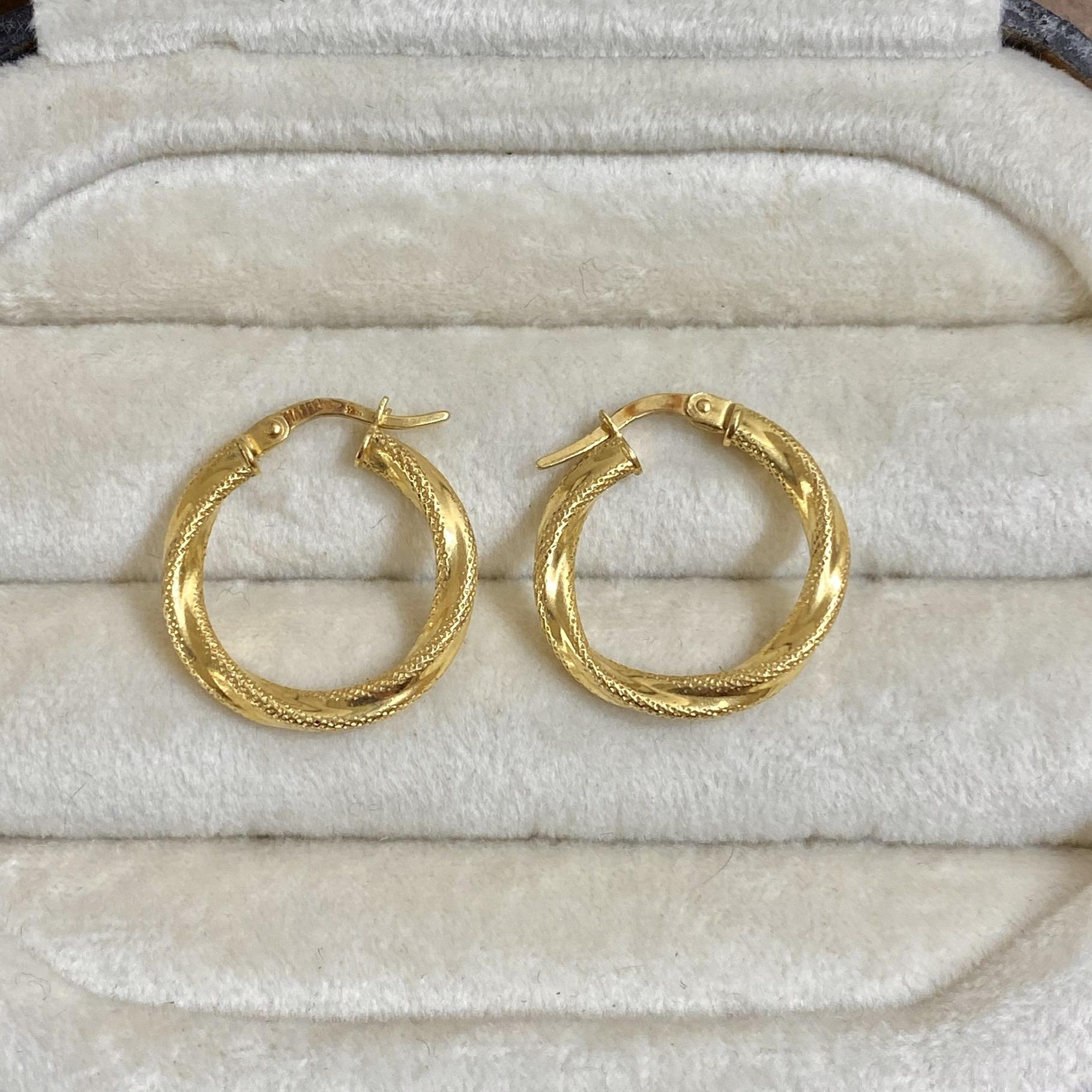 Orecchini vintage cerchietti torchon in oro 18kt