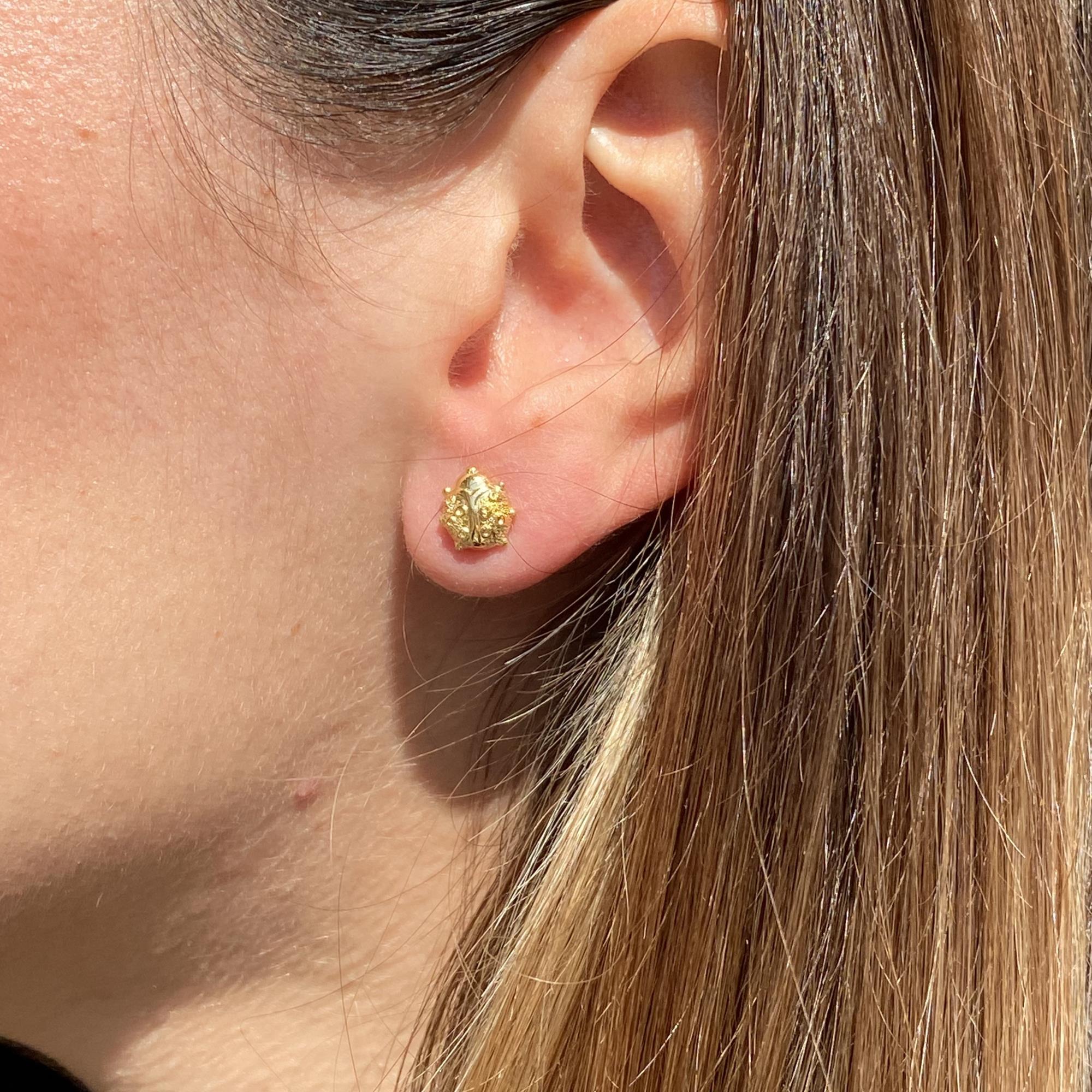 Orecchini vintage coccinelle in oro 18kt lavorazione brillantata