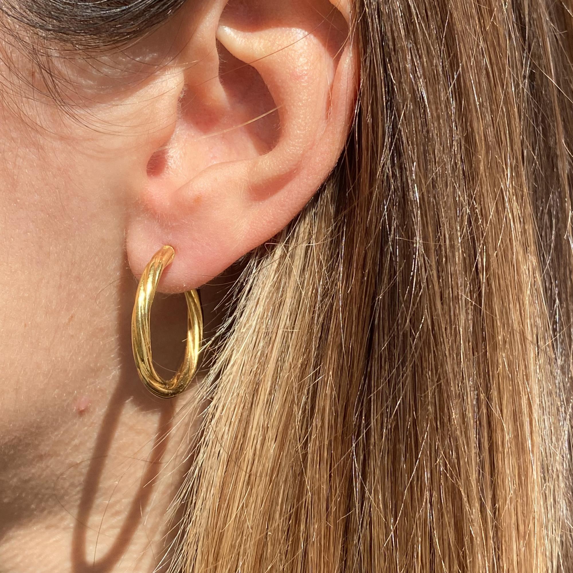 Orecchini vintage in oro 18kt cerchi torchon