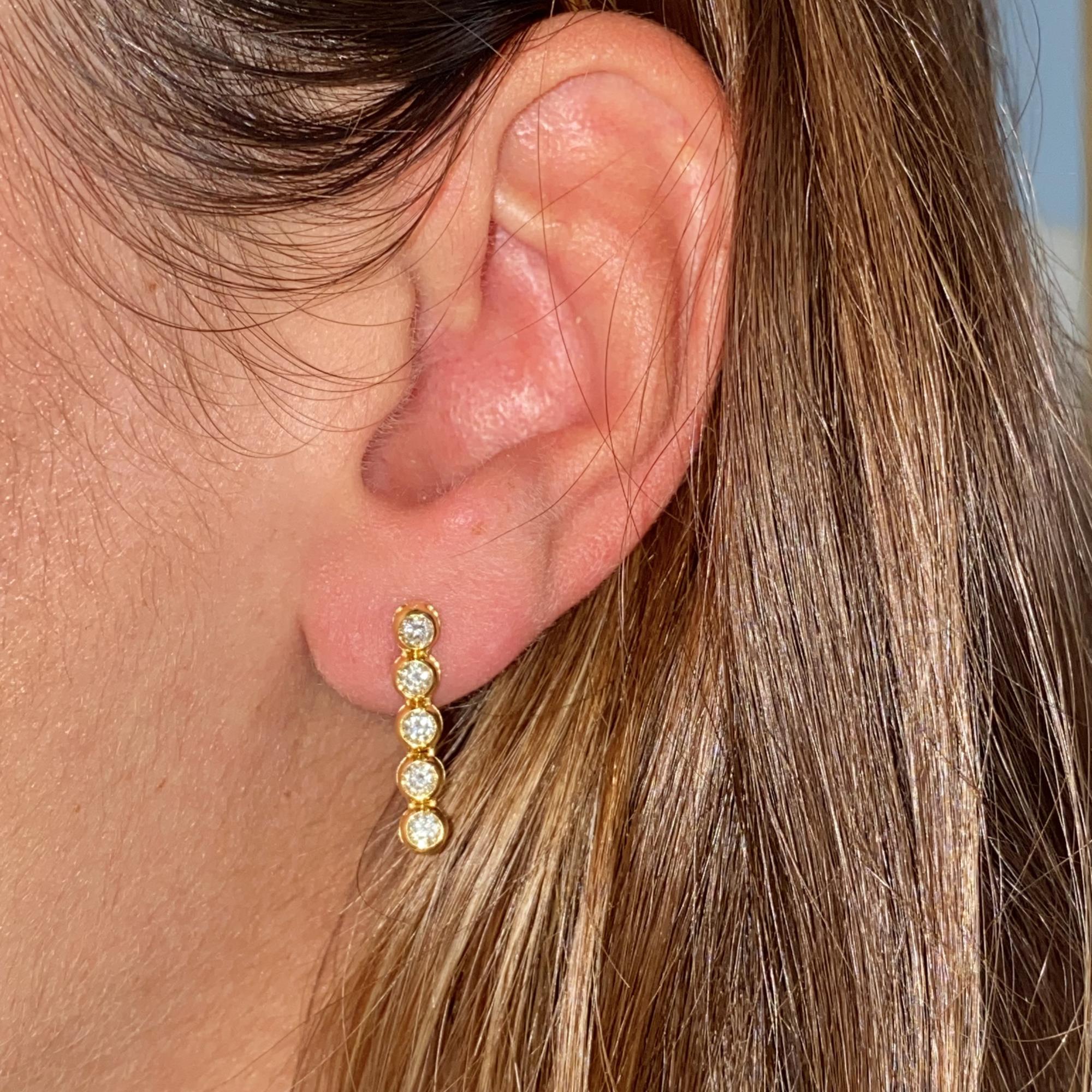 Orecchini vintage in oro 18kt con 10 diamanti per ct 0,85 ca.