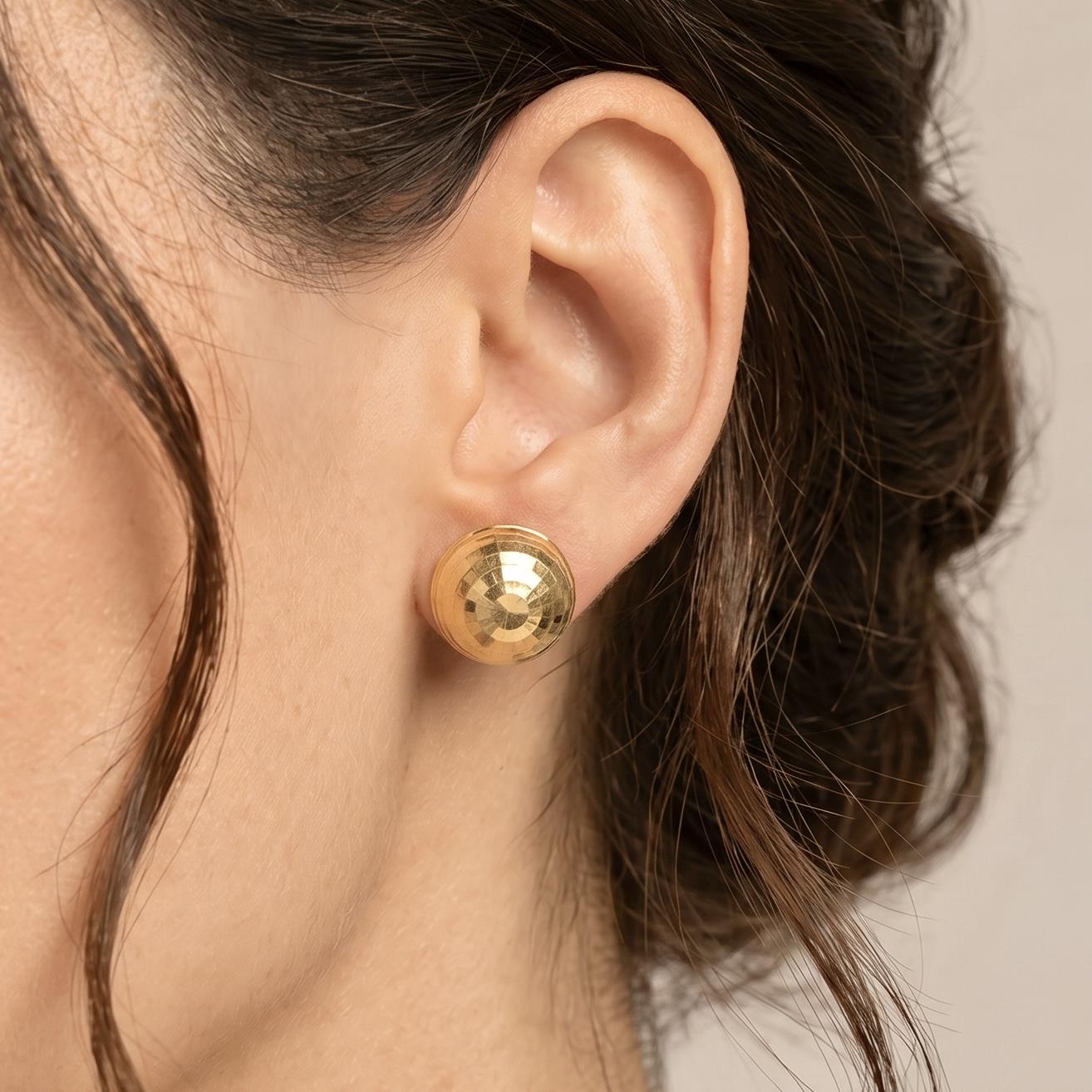 Orecchini vintage in oro 18kt sfera lucida e sfaccettata
