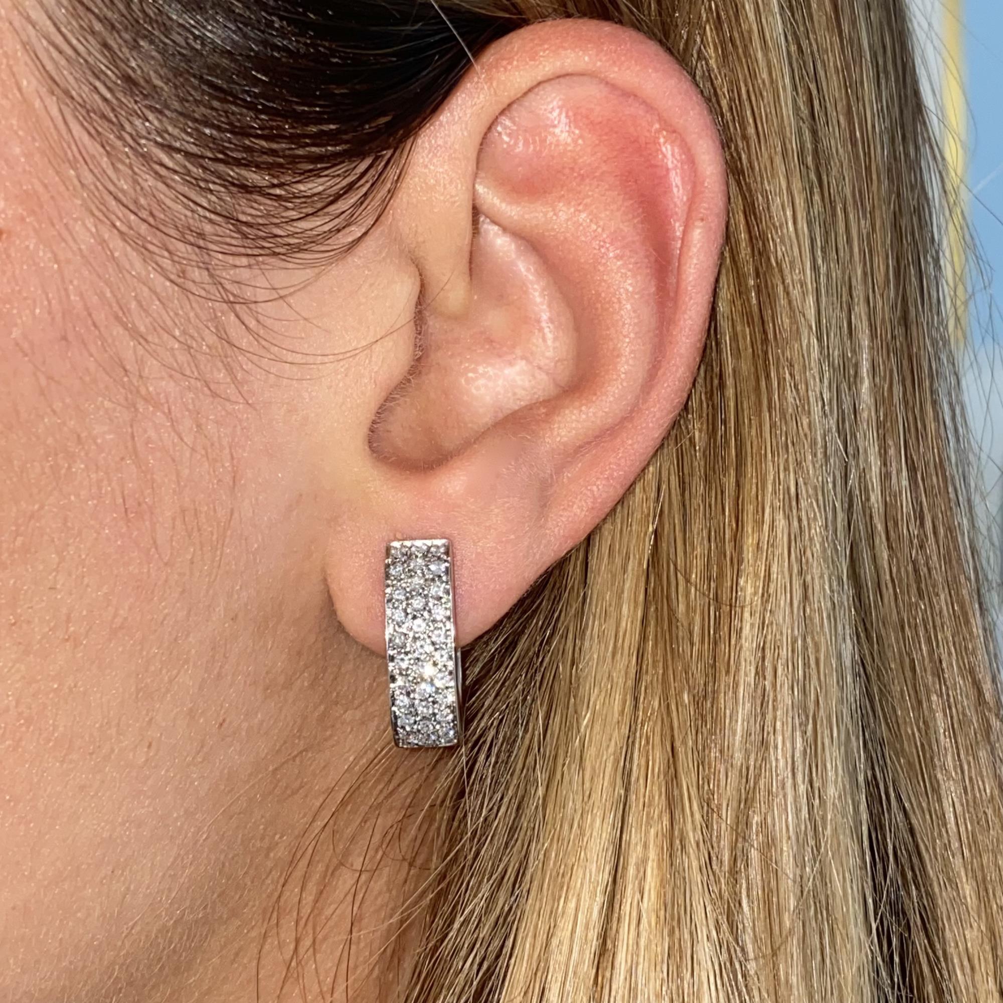 Vintage 18kt gold earrings set with brilliant-cut diamonds totaling approx. 1.60 ct.