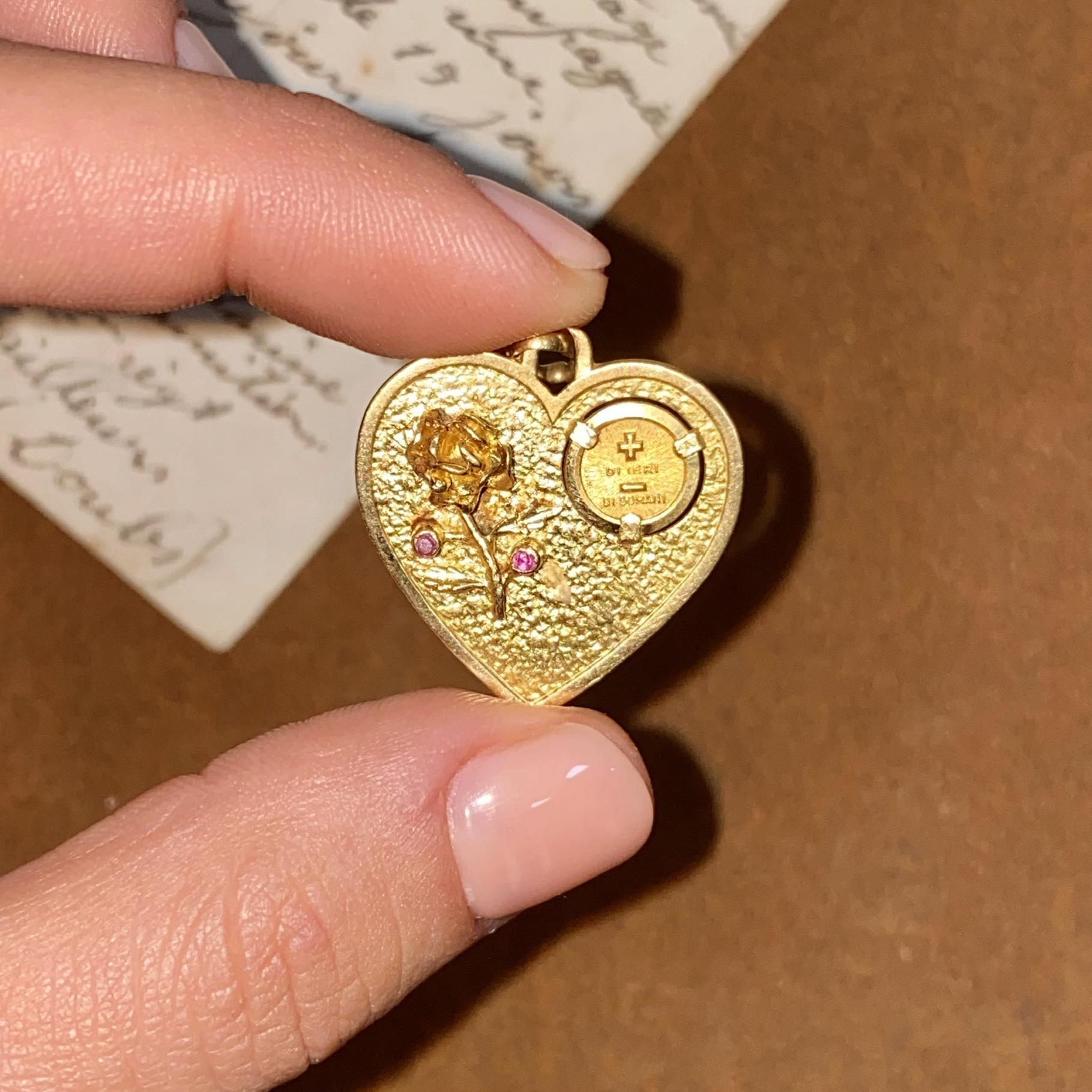 Rara medaglia dell amore cuore in oro 18kt   più di ieri meno di domani  