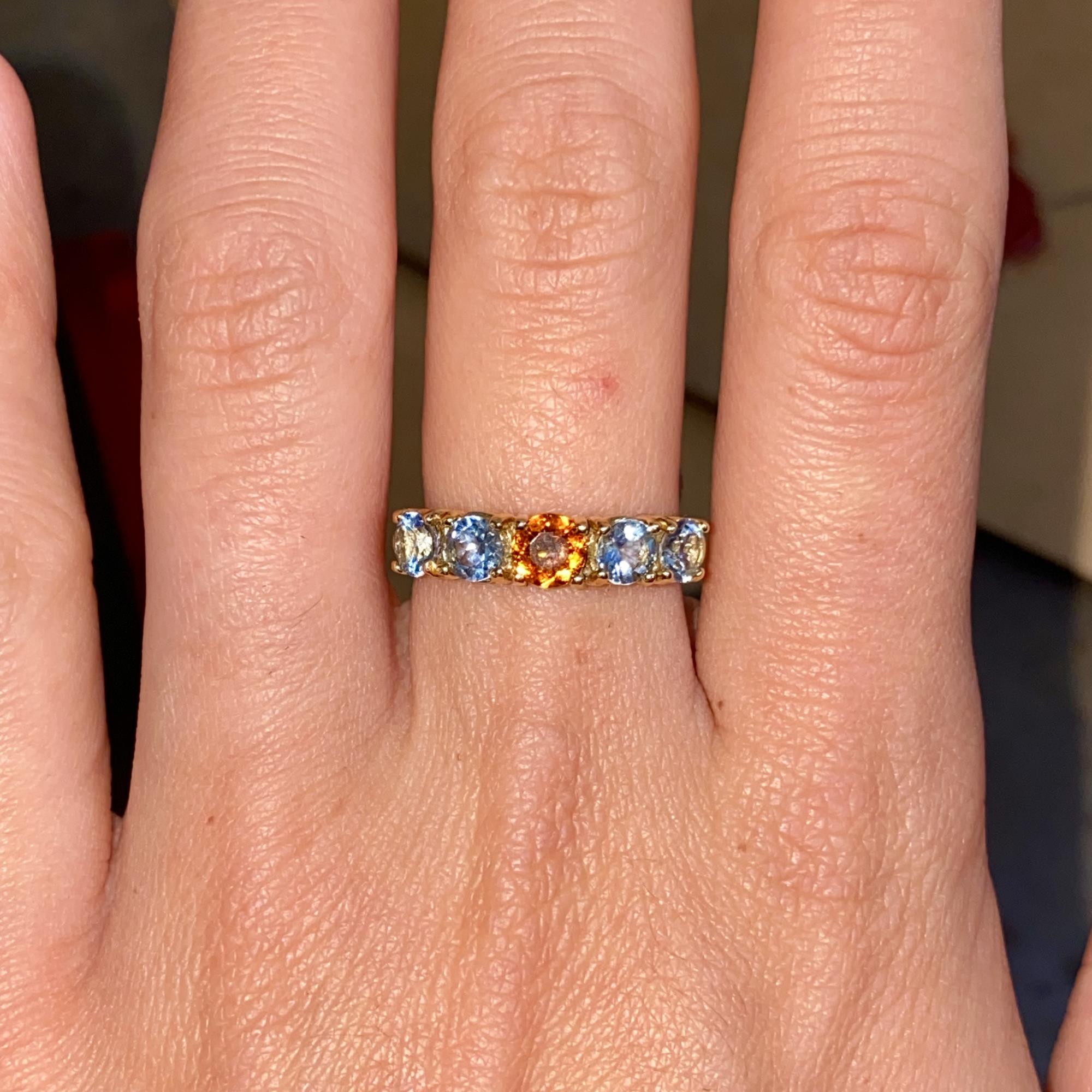Rivière vintage in oro 18kt con topazi e quarzo citrino centrale ct 1,50 ca.